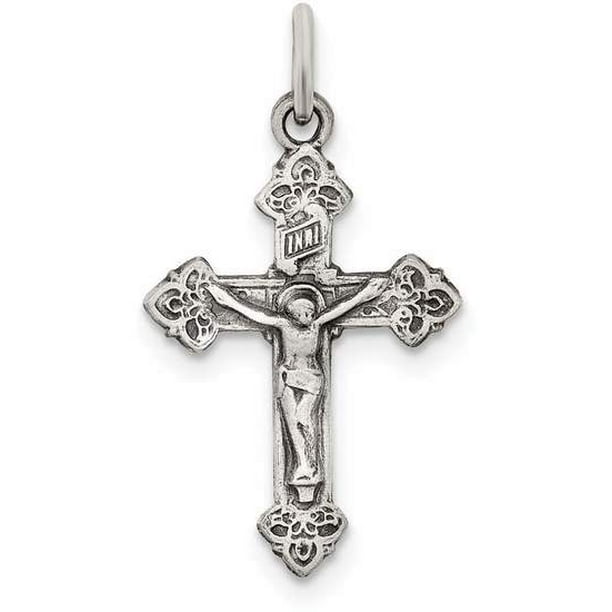 Solid 925 Sterling Silver INRI Crucifix Pendant 55mm x 31mm Solid 925 Sterling Silver INRI Crucifix Pendant 55mm x 31mm